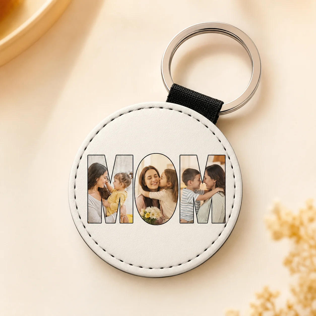 מחזיק מפתחות עגול בעיצוב תמונות